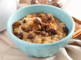 Coconut Milk Rice Pudding with Cinnamon and Raisins
